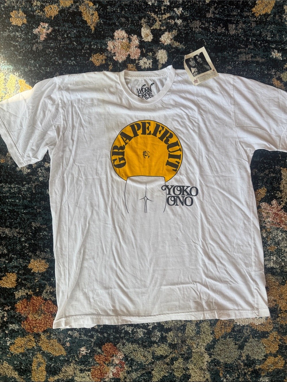 Worn Free ‘Grapefruit' Graphic Yoko Ono White Tee XL